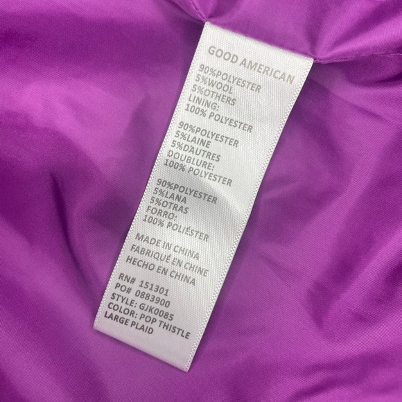 Good American Boyfriend Buffalo Plaid Shacket in Pop Thistle - Picture 11 of 14